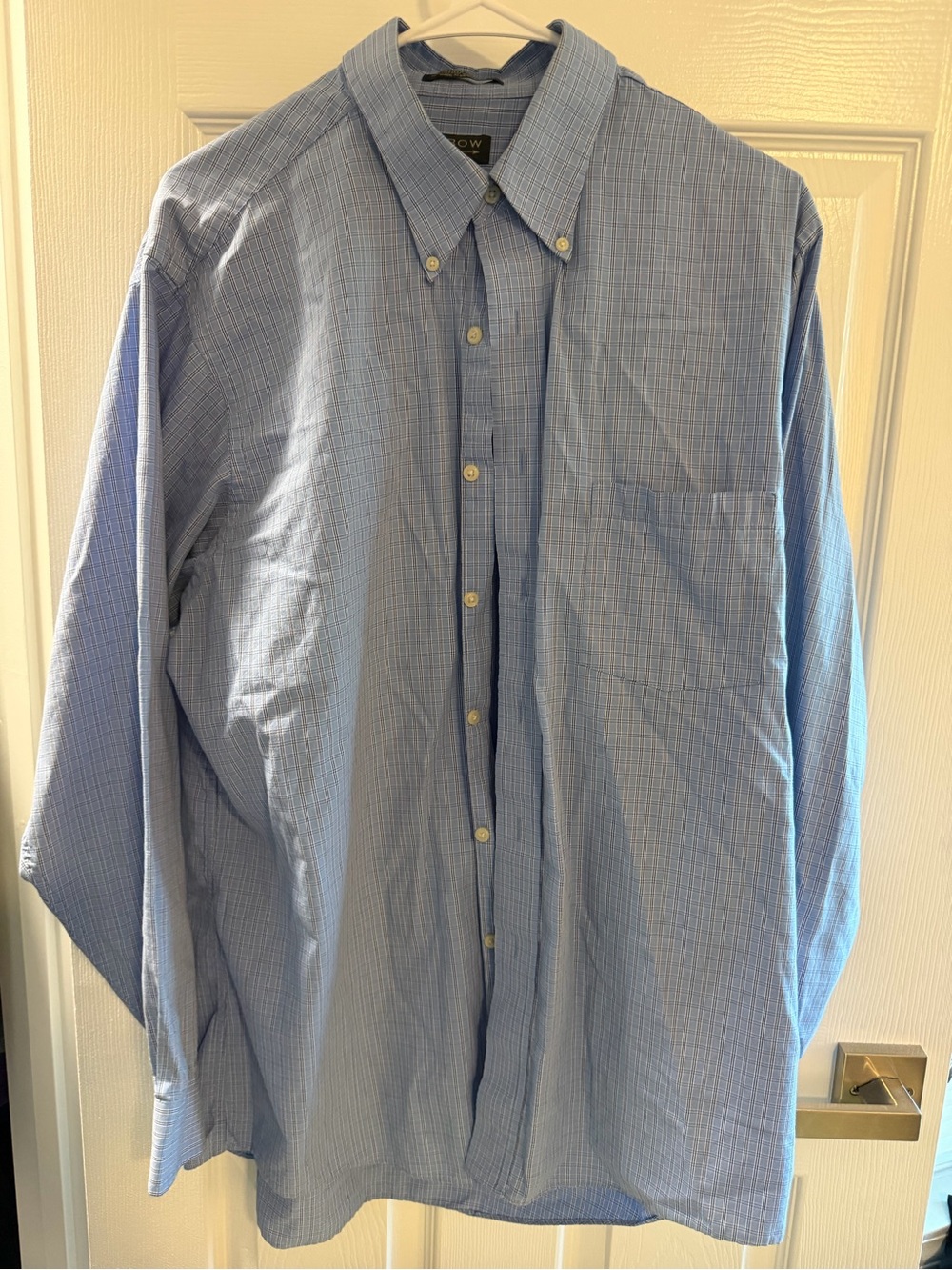 Arrow Men’s Large Blue Plaid Wrinkle Free Button Down Shirt